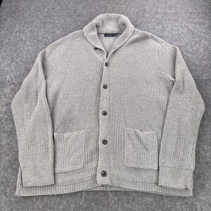 Polo Ralph Lauren Sweater Mens 2XL Gray Shawl Collar Button Cotton Cardigan